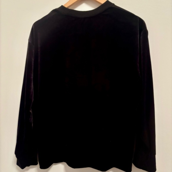 Athleta Retroplush Black Velvet Crewneck Sweatshirt Snap Button Side Slit- SP - Picture 12 of 14
